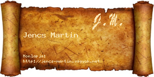 Jencs Martin névjegykártya